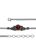 Goth Red Heart Bracelet in Antique Pewter Design
