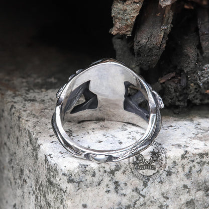Coiled Snake Stainless Steel Skull Ring