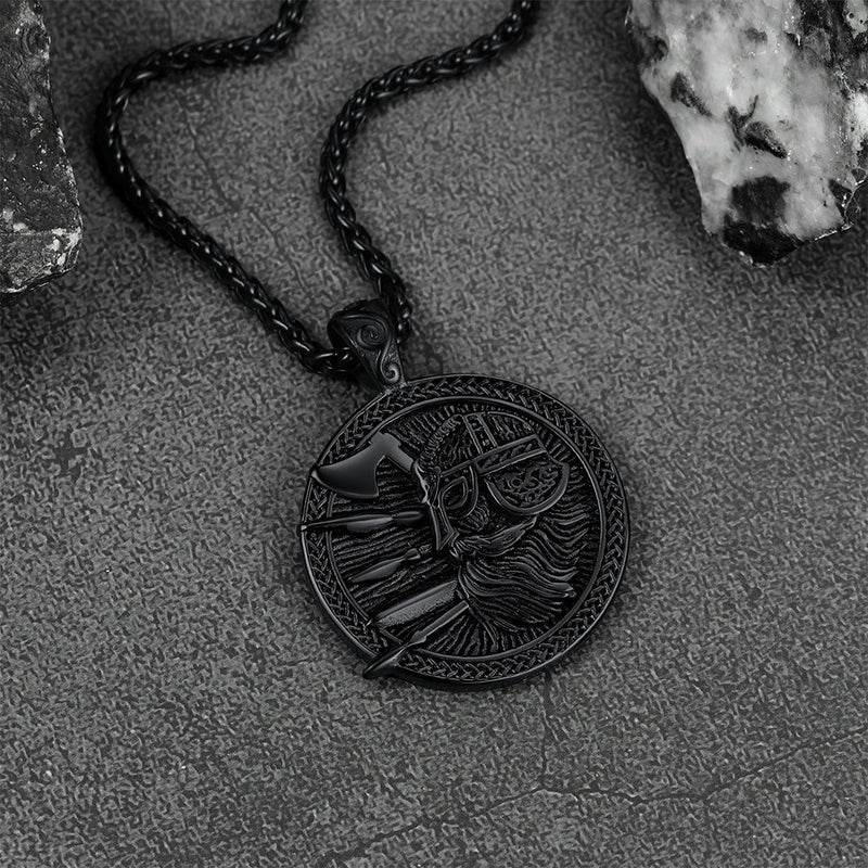 Norse Viking Odin Warrior Pendant Necklace for