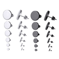 Punk Round Stud Earrings Set for 12 Pairs