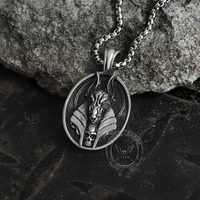 Egyptian God of Death Anubis Pure Tin Skull Necklace