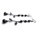 Inverted Rose Beaded Earrings / Glamour Black Earrings / Gothic Jewelry