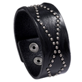 Wide Leather Bracelet / Black Brown Color Bangles / Punk Cuff