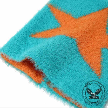 Y2k Cat Ear Star Print Knitted Beanie Hat