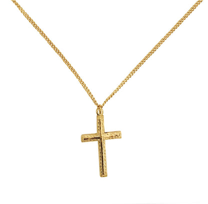 14k Gold-filled Flat Cross Pendant Necklace, 18" Chain With 1 1/4" Extender
