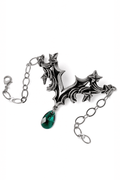 Gothic Ivy Bracelet With Green Crystal Drop Charm