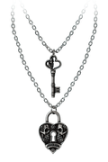 Gothic Love Heart and Key Pendants for Couples