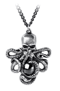 Gothic Octopus Skull Pendant With Graphite Stone
