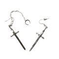 Gothic Style Sword Earrings With Chain / Punk Stylish Accessories for