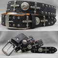 Gothic Cross Skull Rivet Snake Pattern Pu Leather Belt