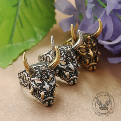 Gothic Oni Mask Stainless Steel Skull Ring