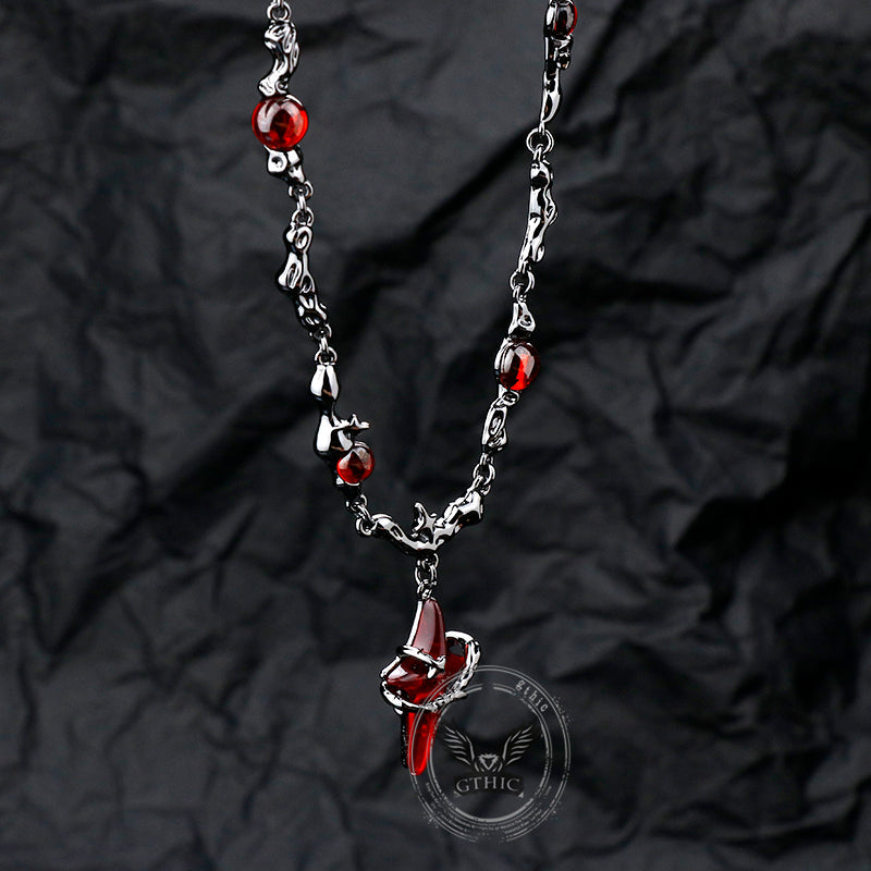 Gothic Thorns Four-pointed Star Alloy Necklace