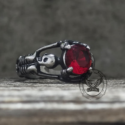 Gothic Tribute Gem Stainless Steel Skull Ring