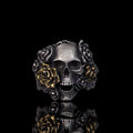 Gothic Vine Rose Skull Gem Sterling Silver Ring