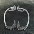 Heart Shape Zircon Devil Wings Stainless Steel Ear Cuff Earrings
