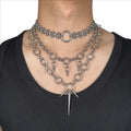 Hip-hop Punk Spiked Multi-layered Stainless Steel Necklace