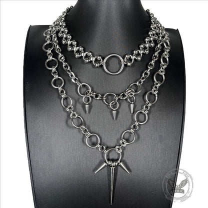 Hip-hop Punk Spiked Multi-layered Stainless Steel Necklace