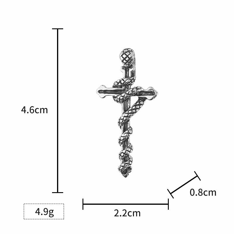 Hip Hop Snake Wrapped Cross Stainless Steel Pendant