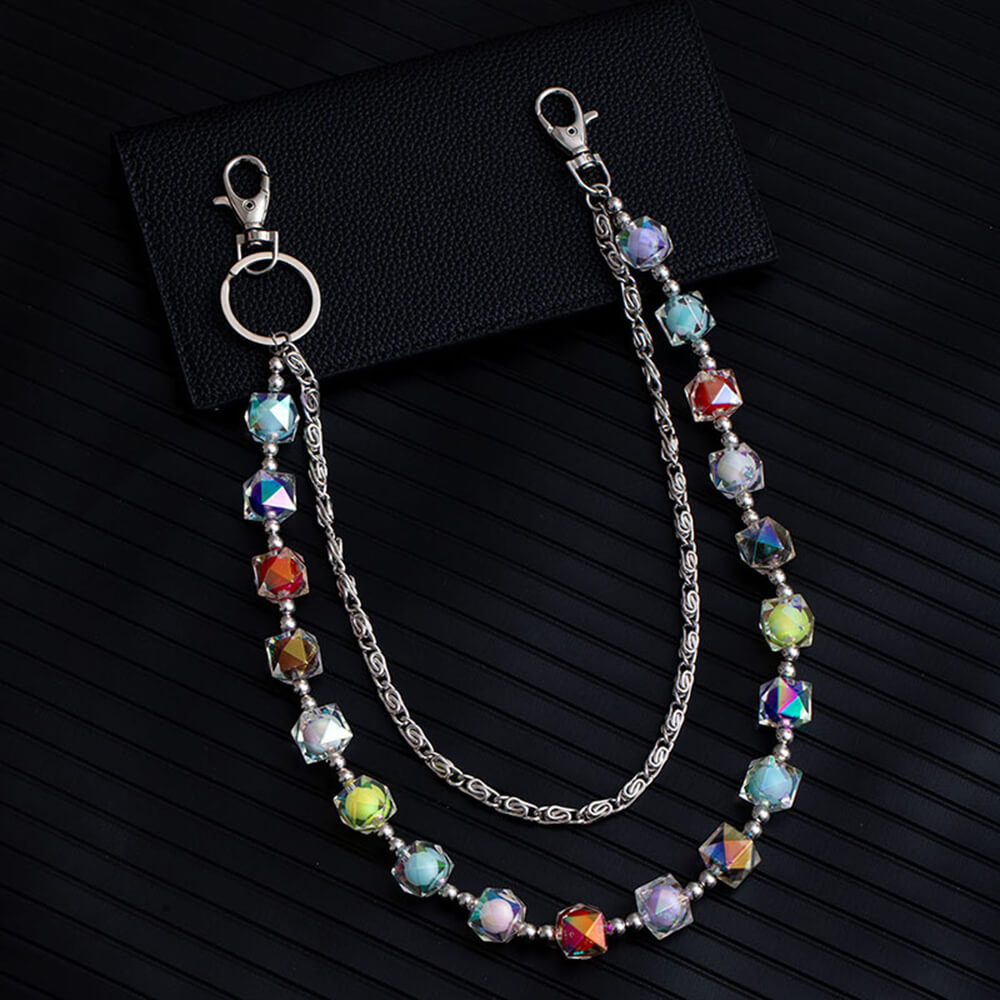 Iridescent Beaded Double-layer Hip-hop Alloy Pants Chain