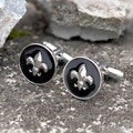Iris Design Round Shaped Brass Cufflinks