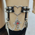 Love Chain Leather Rivet Y2k Adjustable Thigh Ring