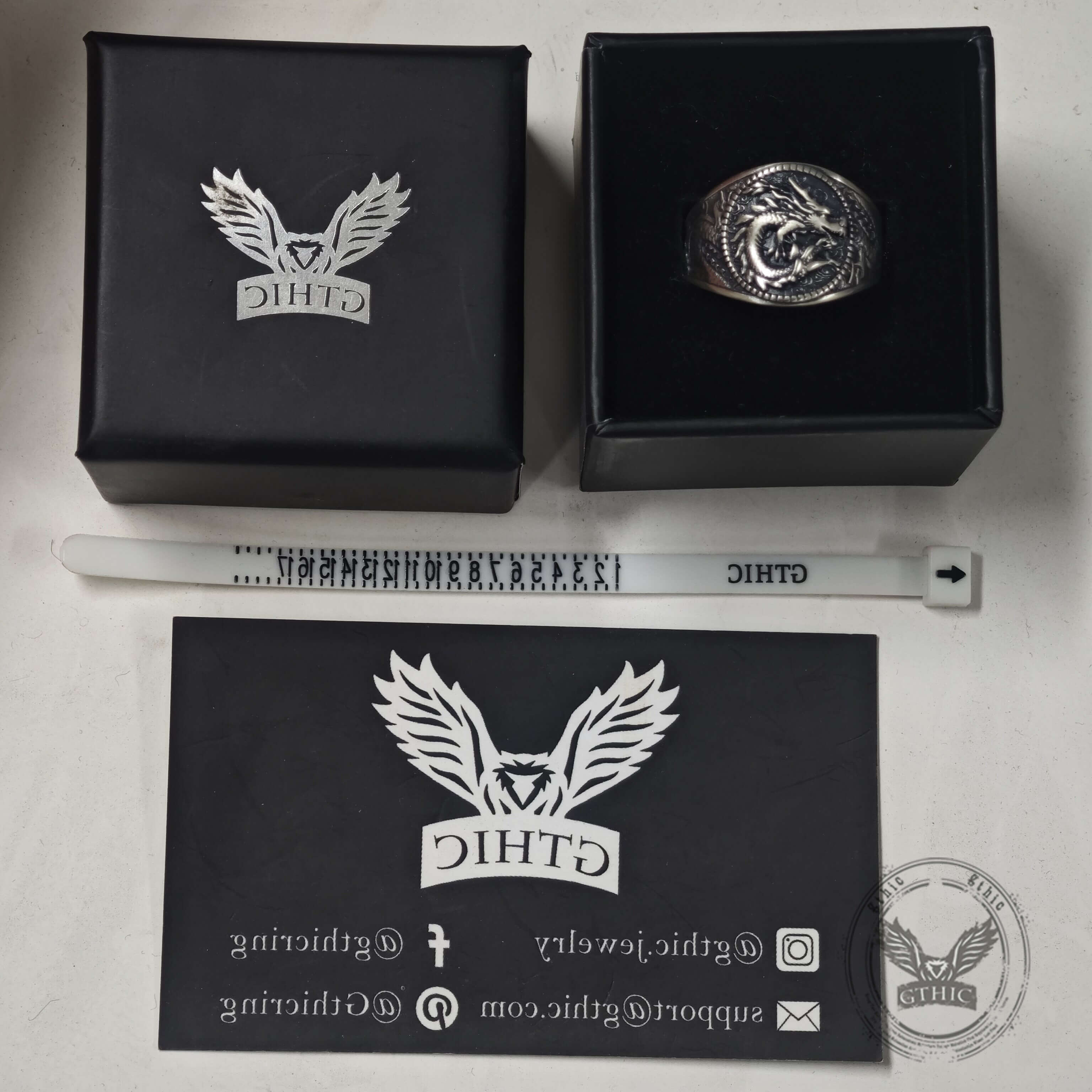 Lucky Cloud Chinese Dragon Sterling Silver Ring