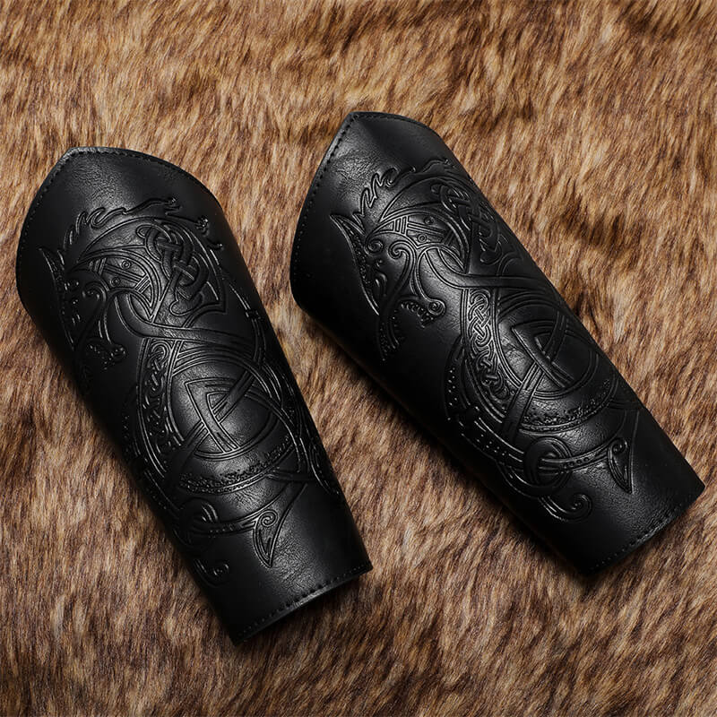 Medieval Retro Embossed Pu Leather Knight Bracers