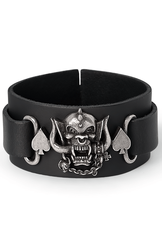 Mot��rhead Warpig Leather Bracelet With Spade Accents