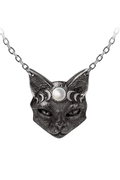 Mystic Moon Cat Pendant With Mother of Pearl and Moon Phases