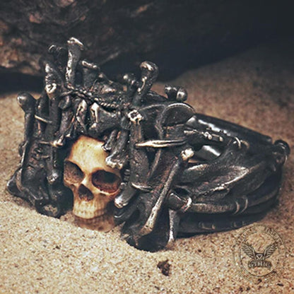Night���s Watch Sterling Silver Skull Ring