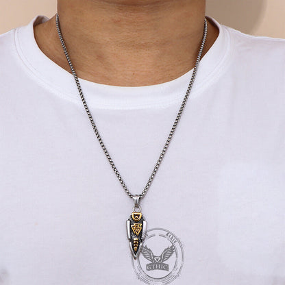 Nordic Valknut Spear of Odin Stainless Steel Necklace