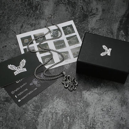 Kraken Octopus Pure Tin Skull Necklace