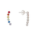 Curved Rainbow Rhinestone Sterling Silver Earrings