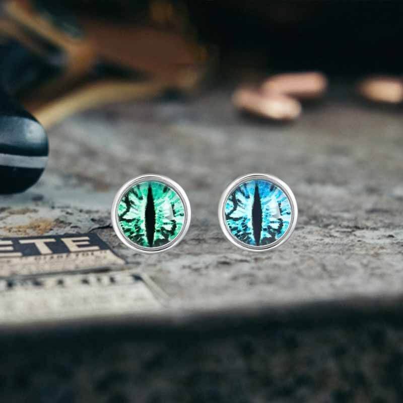 Punk Colored Gem Eye of Sauron Stainless Steel Earrings