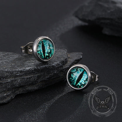 Punk Colored Gem Eye of Sauron Stainless Steel Earrings