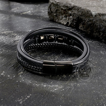 Punk Four Skulls Multi-layer Braided Leather Bracelet
