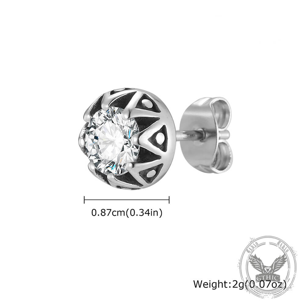 Punk Gem Crown Stainless Steel Stud Earrings