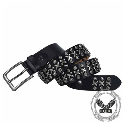 Punk Rivet Wear-resistant Cowhide Leather Belt
