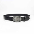 Punk Silver Bull Head Buckle Embossed Pu Leather Belt
