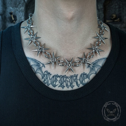 Punk Studded Stainless Steel Clavicle Necklace
