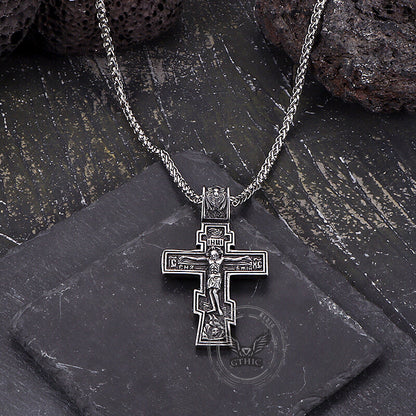 Retro Orthodox Crucifixion Stainless Steel Cross Pendant