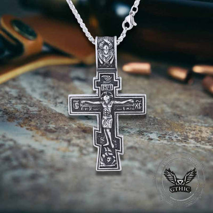 Retro Orthodox Crucifixion Stainless Steel Cross Pendant