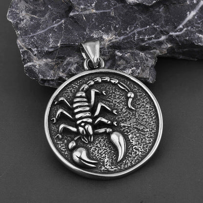 Retro Scorpion Stainless Steel Animal Round Pendant