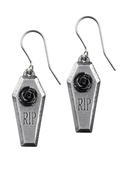 Rip Rose Coffin Earrings With Black Resin Rose Detail