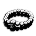 Round Bead Rock Skull Biker Bracelet Stainless Steel Cool Accessories Jewelry
