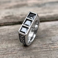 Runes 3-stone Cz Zircon Stainless Steel Ring