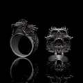Screaming Demon Skull Sterling Silver Ring
