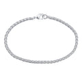 Silver 3.2mm Thick Ponytail/foxtail/wheat Weave Chain Bracelet
