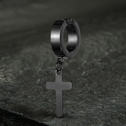 Simple Cross Stainless Steel Hoop Earrings