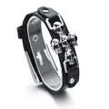 Skeleton Skull Punk Gothic Rock Leather Belt / Buckle Bracelets for and